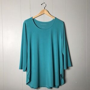 SUSAN GRAVER TEAL GREEN MODERN ESSENTIALS LIQUID KNIT TUNIC TOP WOMENS SIZE XL
